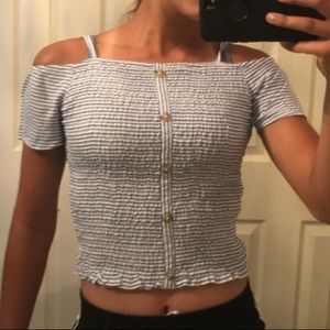 Blue off the shoulder top